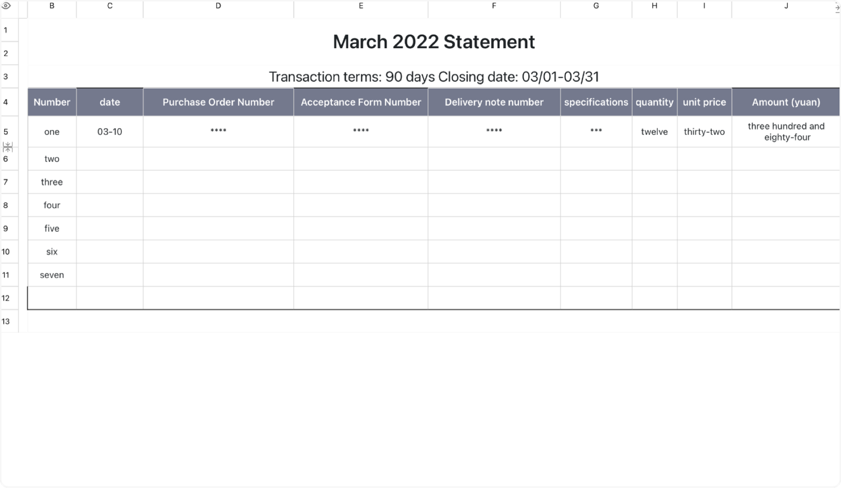 Expense statement 1